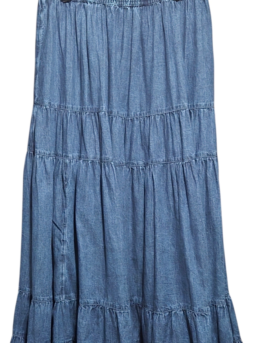 American Eagle Outfitters Chambray Tiered Maxi Skirt - Blue